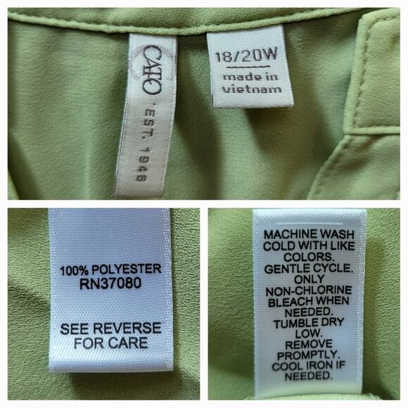 CATO Light Sage Green Solid V-Neck Top – Plus Size 18/20W or 2X - Picture 9 of 10